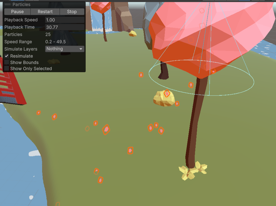 Falling leaves particle system
