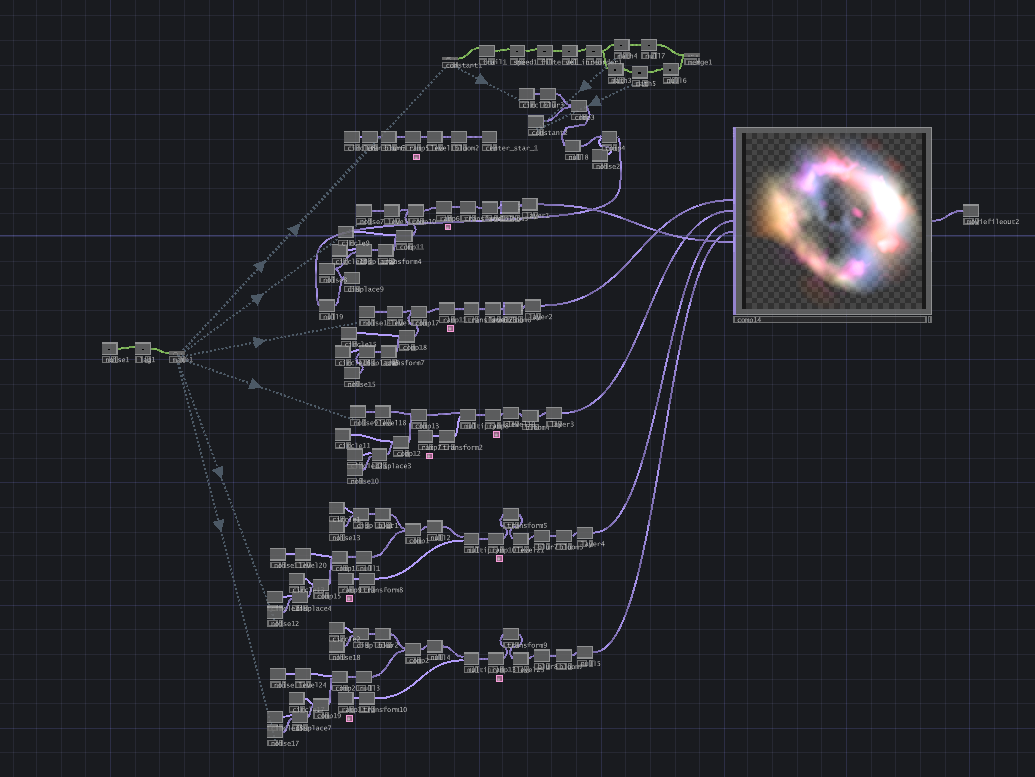 TouchDesigner network for a generative nebula